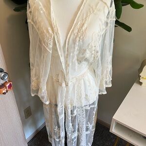 LC Lauren Conrad Cream Sheer Swim Coverup